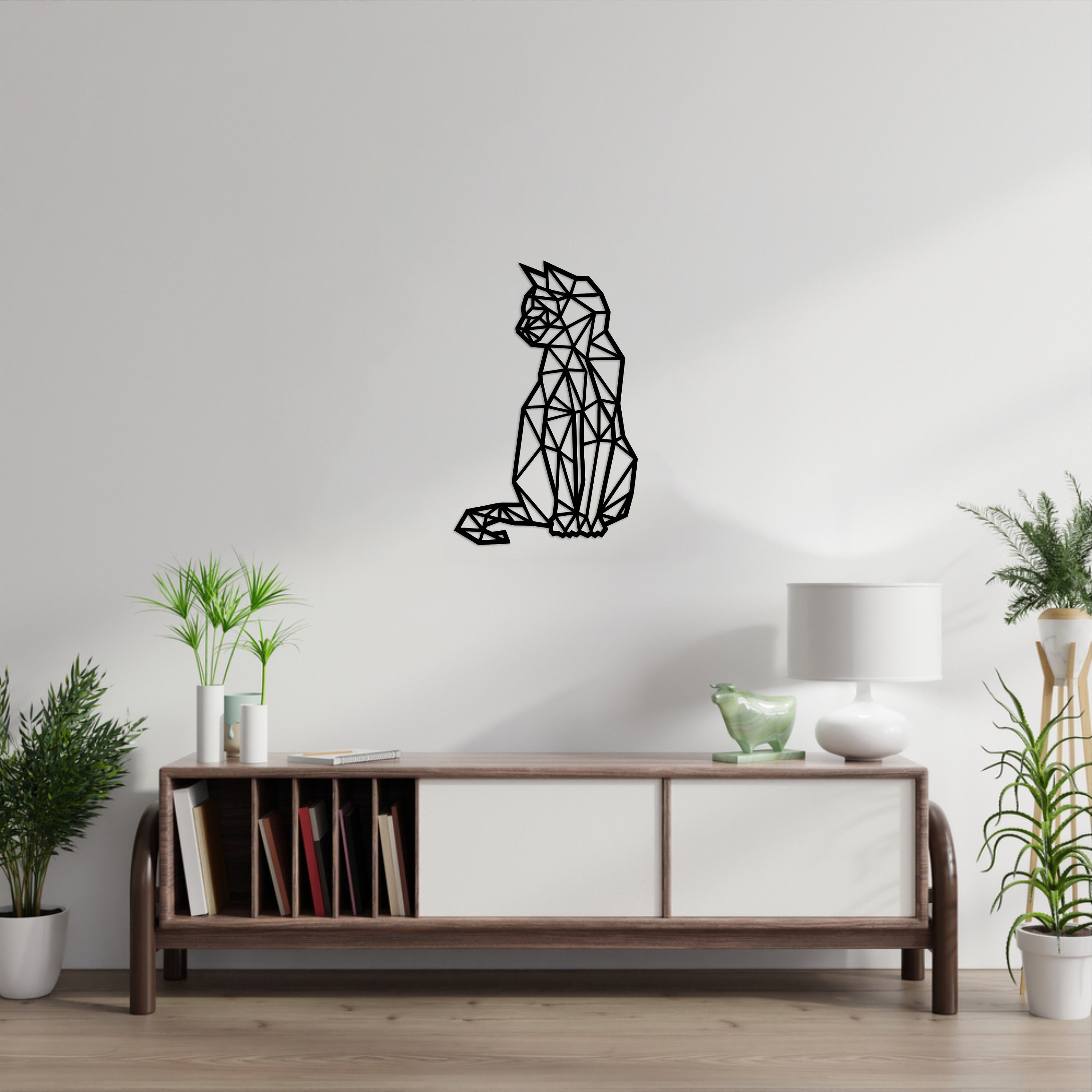 Cat decorates laser cut svg dxf files wall sticker engraving decal silhouette template cnc cutting router digital vector instant download