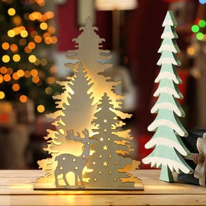 Christmas Ornament Xmas Festive Tree Deer Laser Cut Light Up Decoration cdr dxf svg pdf ai File