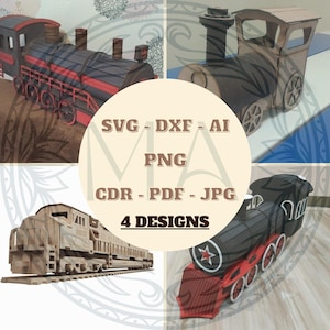 Train Locomotive Laser Cutting Patterns - svg dxf cdr pdf ai Formats
