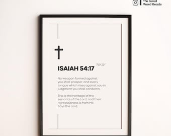 Isaiah 54:17 Minimalist Bible Verse Art | Christian Decor (Digital Download)