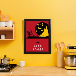 Bram Stoker, Dracula Inspired Vampire Digital Poster | Spooky, Halloween, Horror Literature, Book Print | Instant Download PDF
