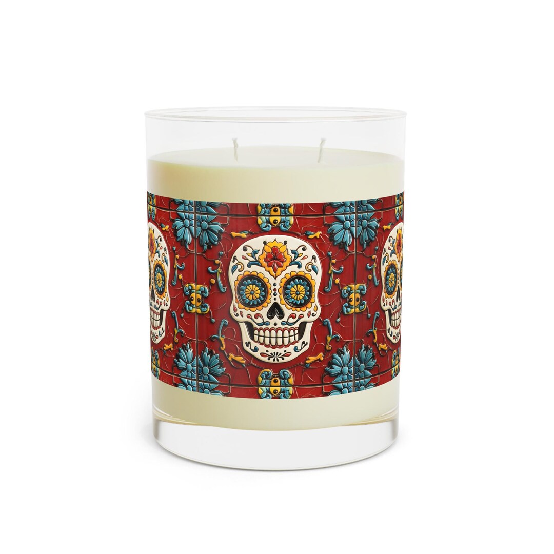 Scented Candle Sugar Skull Day of the Dead Dia De Los Muertos 16 - Etsy