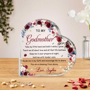 Personalized Godmother Heart Acrylic Plaque, Godparents Sign, Godparents Appreciation Gift, Thank You Gift, Christening Gift, Baptism Gift