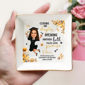Custom Jewelry Dish for Daughter, Graduation Ring Dish, College-PHD Graduation, Graduation Gift for Her, Masters Degree Gifts, Class of 2025