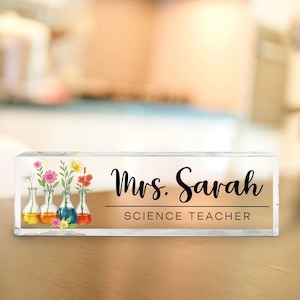 Benutzerdefinierte Acryl Namensschild für Wissenschaft Lehrer Schreibtisch Personalisierte Klassenzimmer Dekor Geschenk für Frauen Männer STEM Biologie Chemie Erzieher