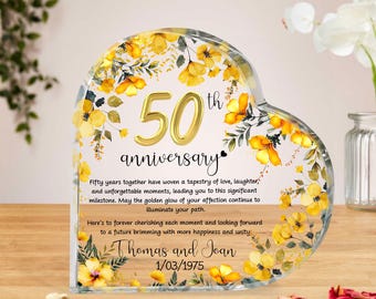 Targa Ricordo In Vetro Tagliato Personalizzata Per Il 50° Anniversario Di Nozze D'oro - Italia - Foto 10