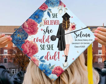 Tortenaufsatz “She Believed She Could” – Perfekt Für Abschluss 2024 & Mädchen-Partys