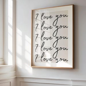 I Love You Minimalist Print – Black and White Quote Poster – Romantic Modern Wall Art – Neutral Home Decor – Couples Gift Print