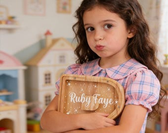 Salvadanaio in legno grande personalizzato con lettere per bambini, regalo in legno per bambini, salvadanaio con nome personalizzato, salvadanaio in legno con lettere dell'alfabeto, regali di Natale