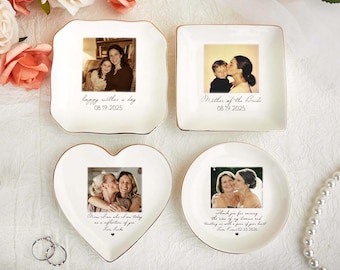 Personalized Photo Jewelry Dish, Mother of The Bride Jewelry Tray, Custom Ring Ceramic Dish with Picture, Mothers Day Gift, Wedding Gift
