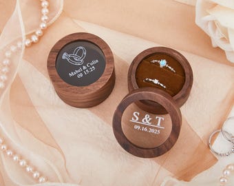 Scatola per anelli in legno con nome personalizzato, scatola per anelli di fidanzamento personalizzata, scatola per anelli di nozze con coperchio in acrilico per lei, regalo di anniversario, scatola per anelli incisa
