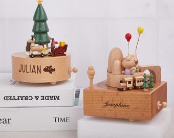Personalized Wooden Music Box, Keepsake Gift for Kids, Baby Shower Gift, Birthday Gift for Kid, Newborn Gift, Engraved Name Music Box