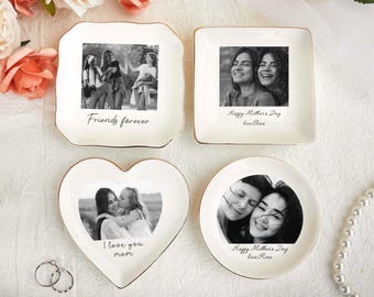 Custom Photo Mother of The Groom Jewelry Dish, Mother of The Bride Jewelry plate, Custom Jewelry Tray for Mom, Wedding Favor Gift For Mom