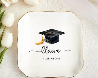 Personalized Graduation Ring Dish, Class of 2026 Ring Dish, Ring Dish Trinket Keepsake, Gift for Friend, Graduation gifts of 2026
