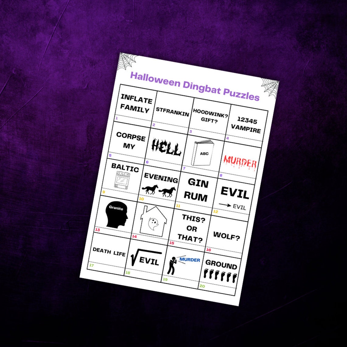 Halloween Dingbat Puzzles With Answers - Etsy UK