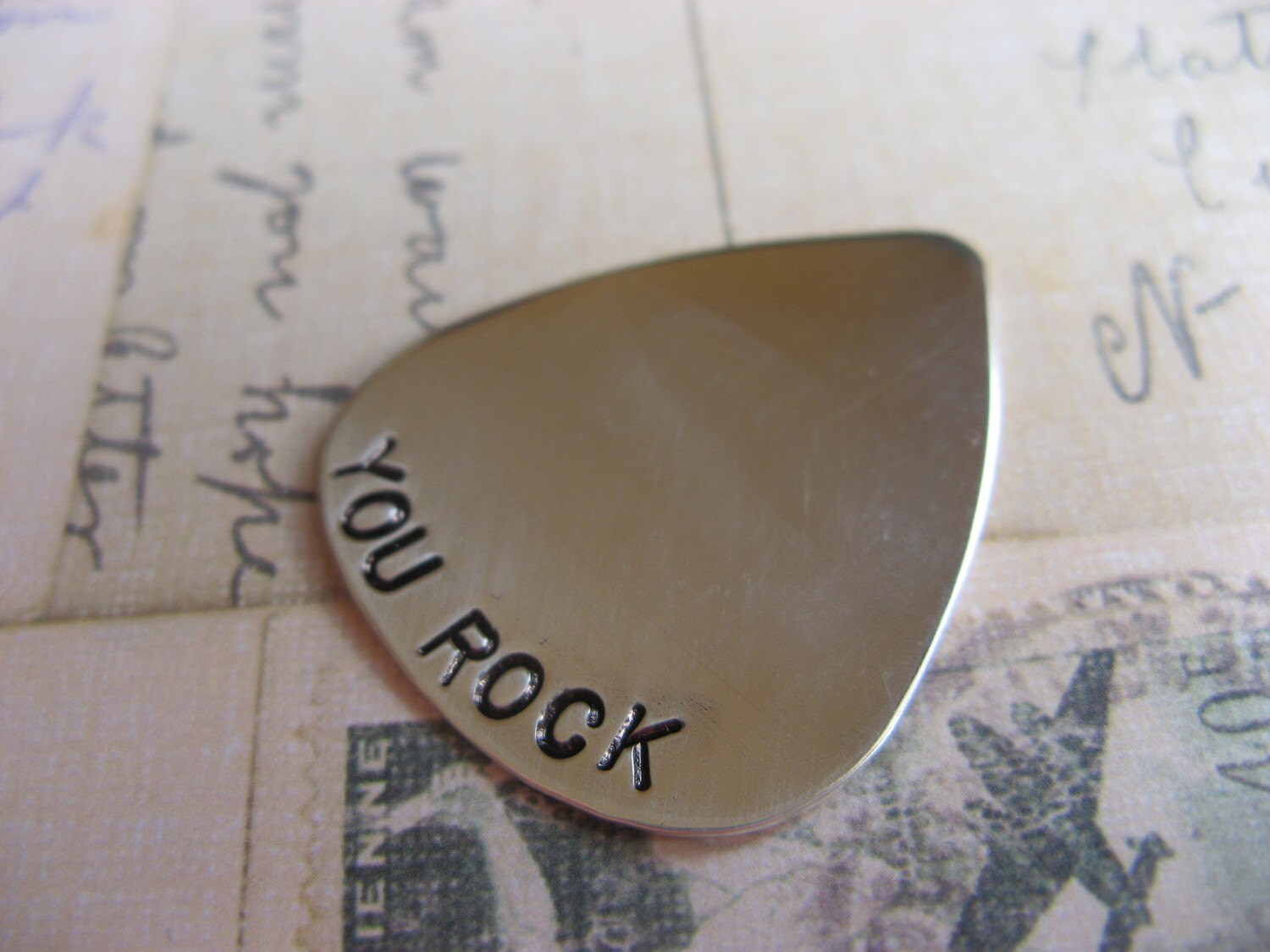 Guitar Pick handstamped Etsy