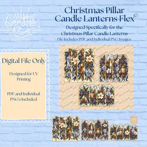 Christmas Pillar Candle Lanterns Custom Flex Designs - Digital File ONLY