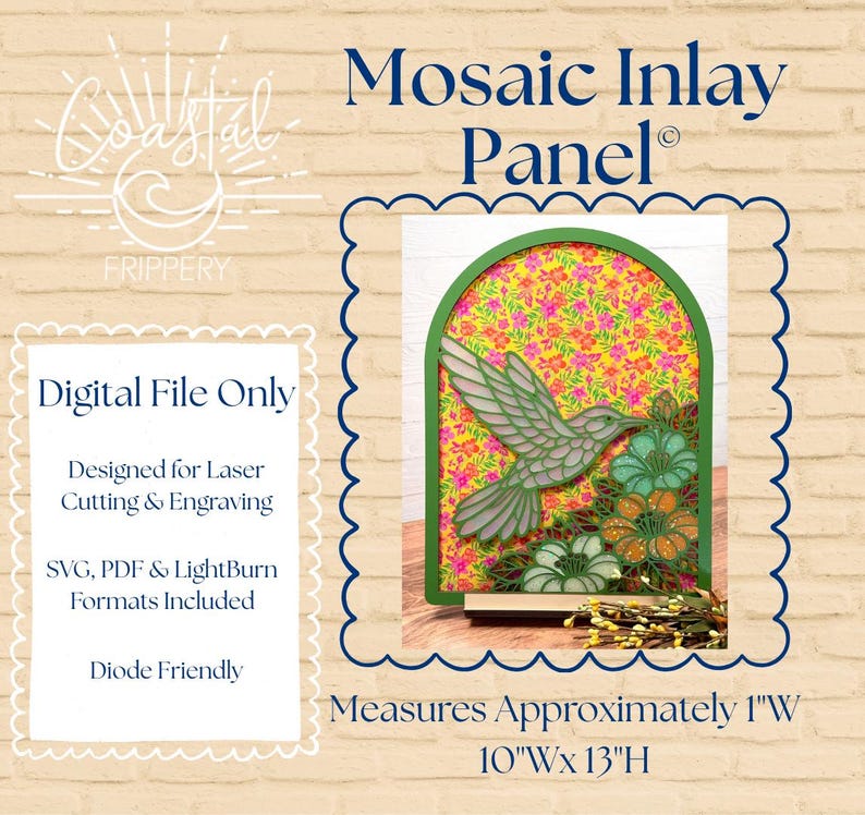 Hummingbird Inlay Work Hummingbird Mosaic Inlay Panel - Mosaic Inlay Panel - DIGITAL File Only ...