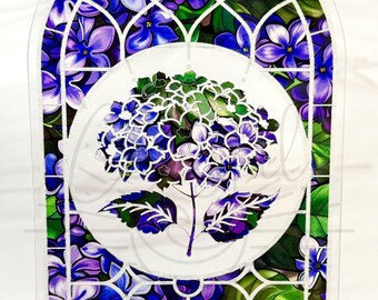 Buntglas Hortensie Acryl Suncatcher - DIGITAL DATEI Nur