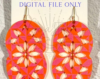Double Circles Floral  Earring File - DIGITAL FILE ONLY - 3 Sizes Included