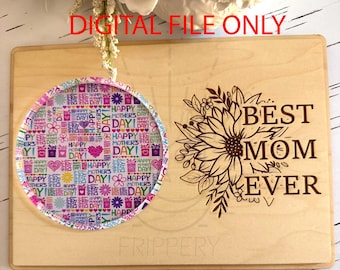 Mother&#39;s Day Coaster Card -MOM Coaster Card - Digital File ONLY