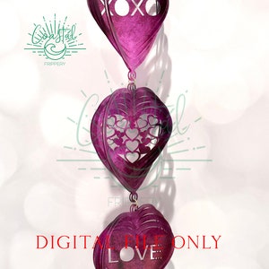 DIGITAL FILE Only Valentine Triple Heart Wind Spinner SVG File