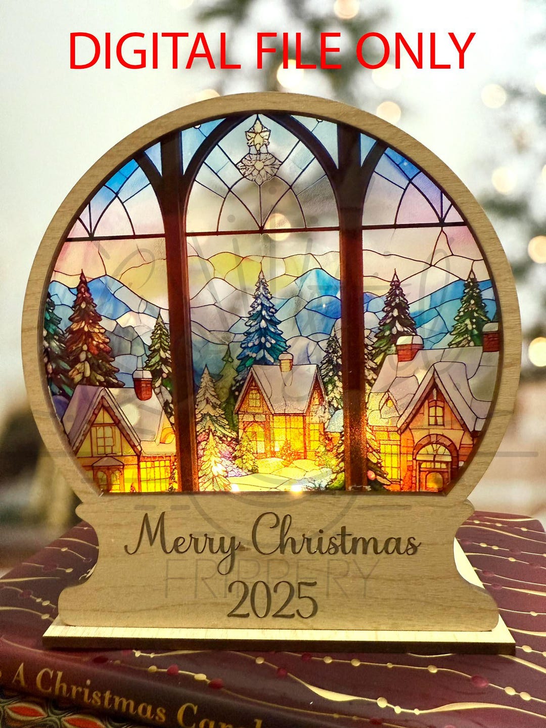 スノードーム サンキャッチャー ランタン - メリークリスマス スノー