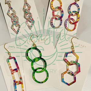 ARCHIVO DIGITAL SOLAMENTE Juego de 9 aretes enlazados / Archivo de aretes de eslabones acrílicos / Aretes con archivos de eslabones