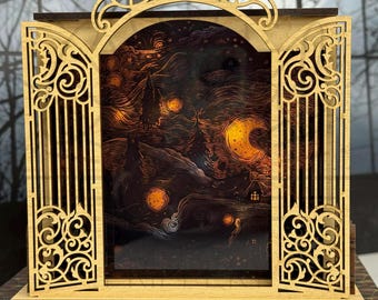 Halloween Gate Lantern - 3D Halloween Lantern - Spooky Halloween 3D Lantern - Gate Halloween Lantern - Diode Friendly DIGITAL File Only