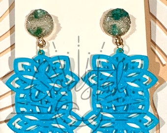 Double Geo Floral Earring File - DIGITAL FILE ONLY - 3 Sizes Included