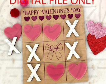 Valentine's Tic Tac Toe Board - Valentines School Kids Bundle SVG File - Digital File ONLY