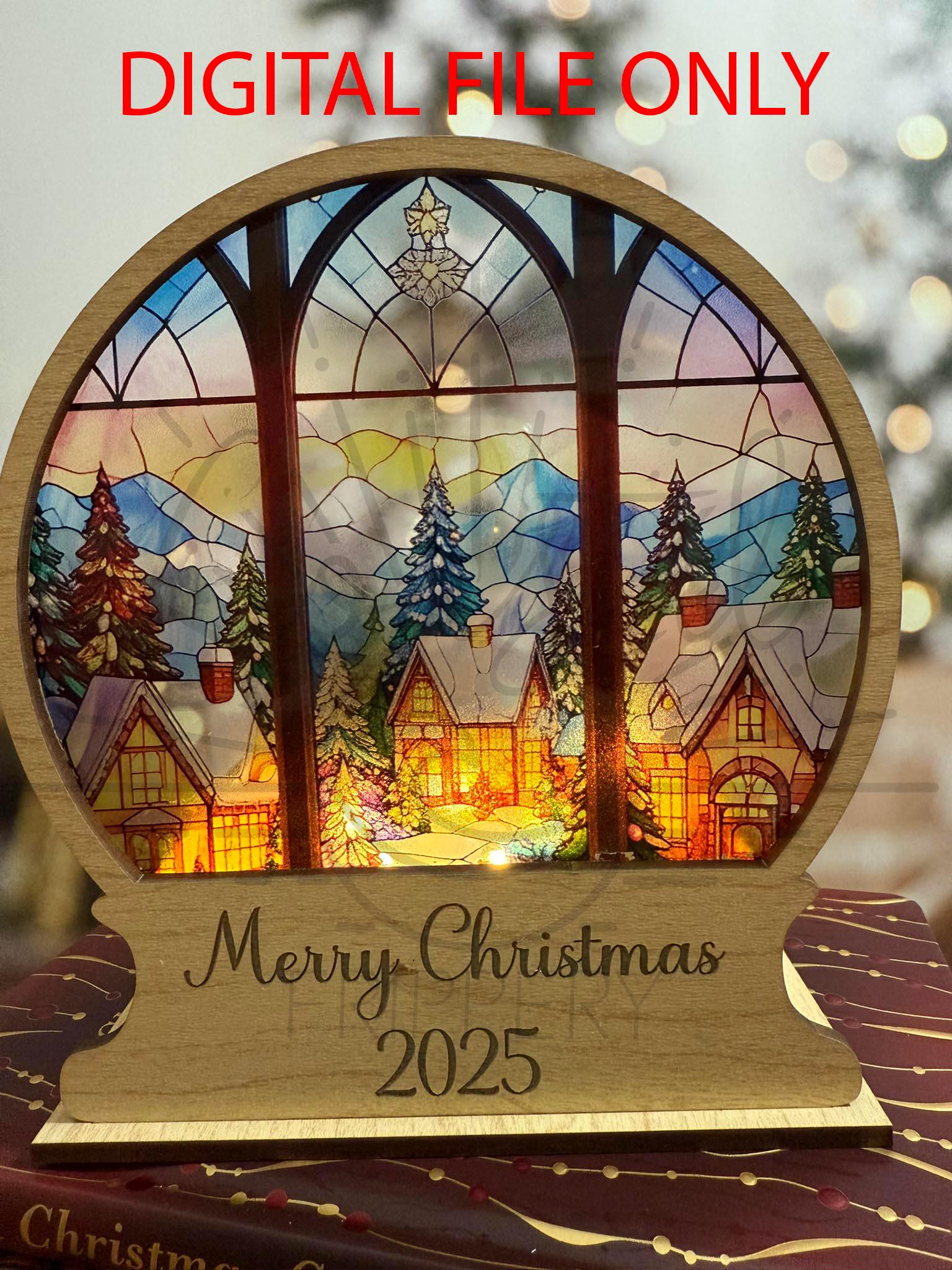 スノードーム サンキャッチャー ランタン - メリークリスマス スノー