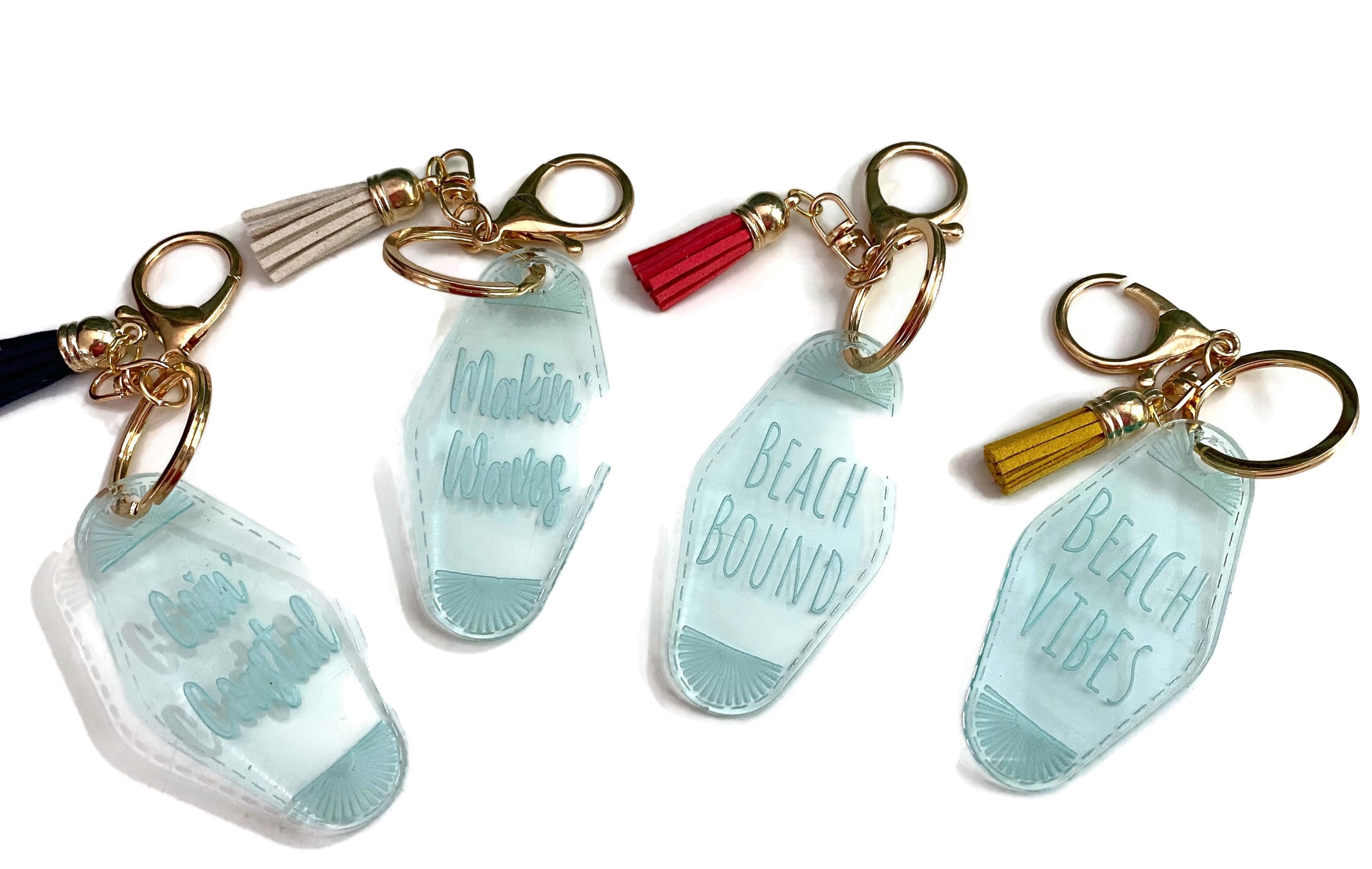 Personalized motel keychain green glass sea glass key Etsy