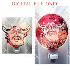 Highland Cow Night Light Bundle- Acrylic Nightlight Bundle - Nightlight Heat and Bend Bundle - DIGITAL FILE ONLY - Bundle of 2