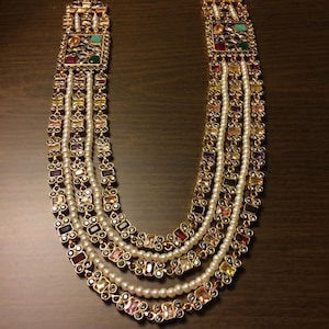 Pakistani Handmade Bridal Mala Set With Earrings | Long Earrings | Multi Colour Long Kundan Mala Set | Bridal Jewellery | Stone Zircon Mala
