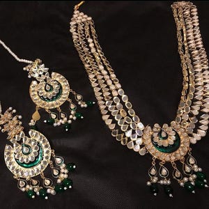 Handmade Kundan Mala Necklace Set with Earrings & Tikka – Intricate Meena Work | Pakistani Jewellery | Pakitsani Bridal Mala