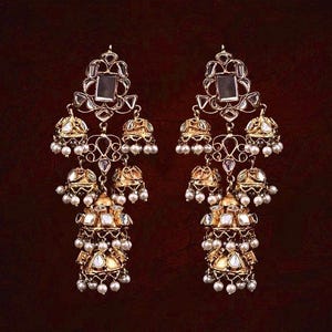 Pakistani Handmade Kundan Heavy Jhumka | Bridal Jhumky | Wedding Jhumka | Earrings | Bridal Earrings Work In Traditional Art Of Pakistan