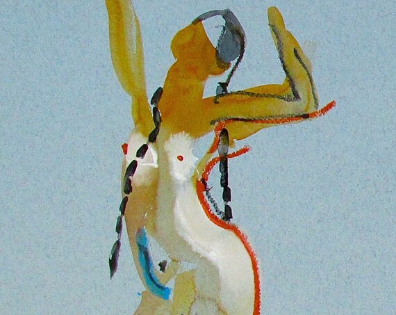 Nude watercolor painting of One minute pose 93.9 Original by Gretchen Kelly