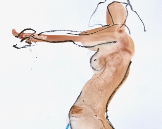Nude painting of One minute pose 135.2 - Original nude painting by Gretchen Kelly