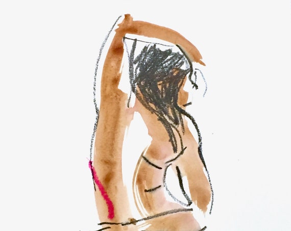 Nude painting of One minute pose 135.7 - Original nude painting by Gretchen Kelly
