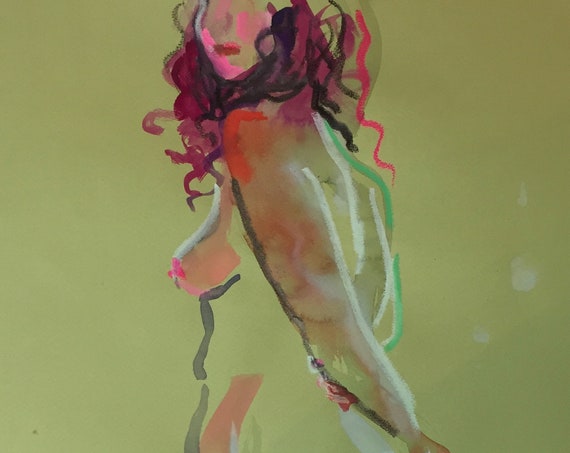 Nude painting- Original watercolor painting of Nude #1626 by Gretchen Kelly