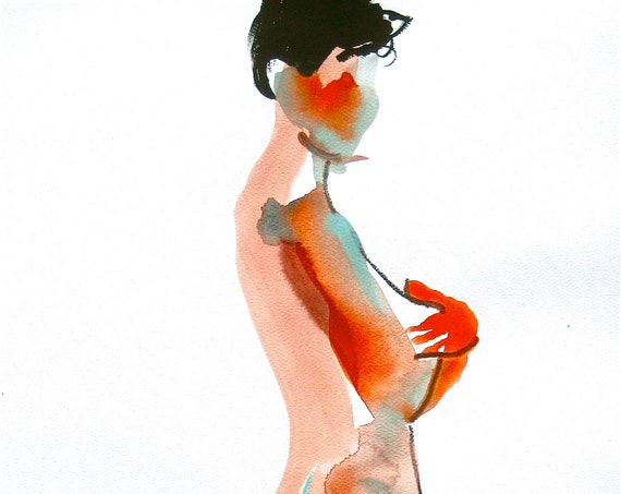 Watercolor Nude painting- #890.1  original watercolor painting by Gretchen Kelly