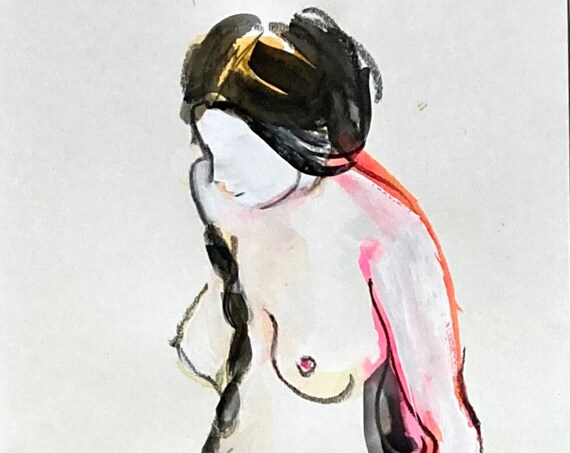 Nude painting- One minute pose 120.10 -original watercolor by Gretchen Kelly