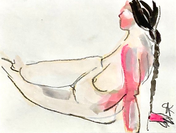Nude painting- One minute pose 120.12 -original watercolor by Gretchen Kelly
