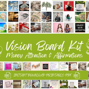 2025 Money Manifest Vision Board Kit for Money, Vision Board Printable, Financial Vision Board, Money Affirmation Vision Board, Motivational