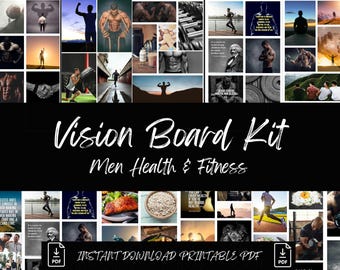 2025 Vision Board Kit for Men, Vision Board Printable, Vision Board Healthy lifestyle, Goal Fitness for Men, Affirmations for Men
