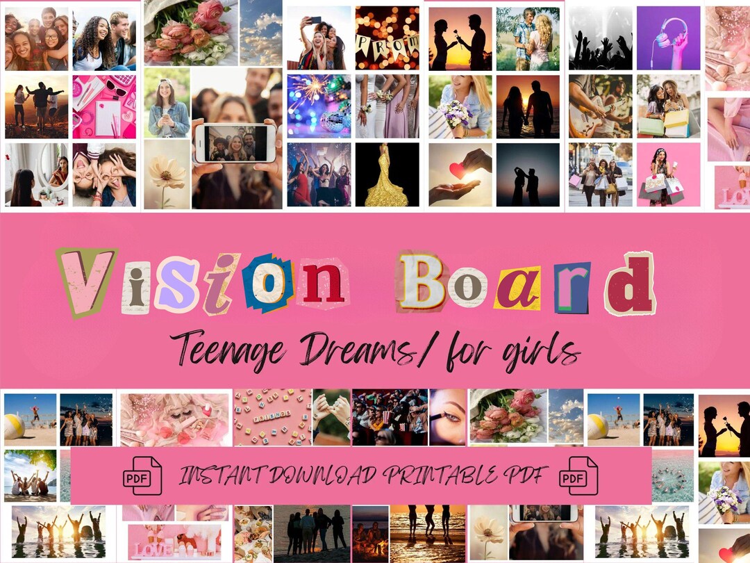 Teenage Girl Vision Board Kit Printable Photos, Dreams & Goals