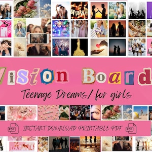 Teenage Girl Vision Board Kit Printable Photos, Dreams & Goals (PDF)