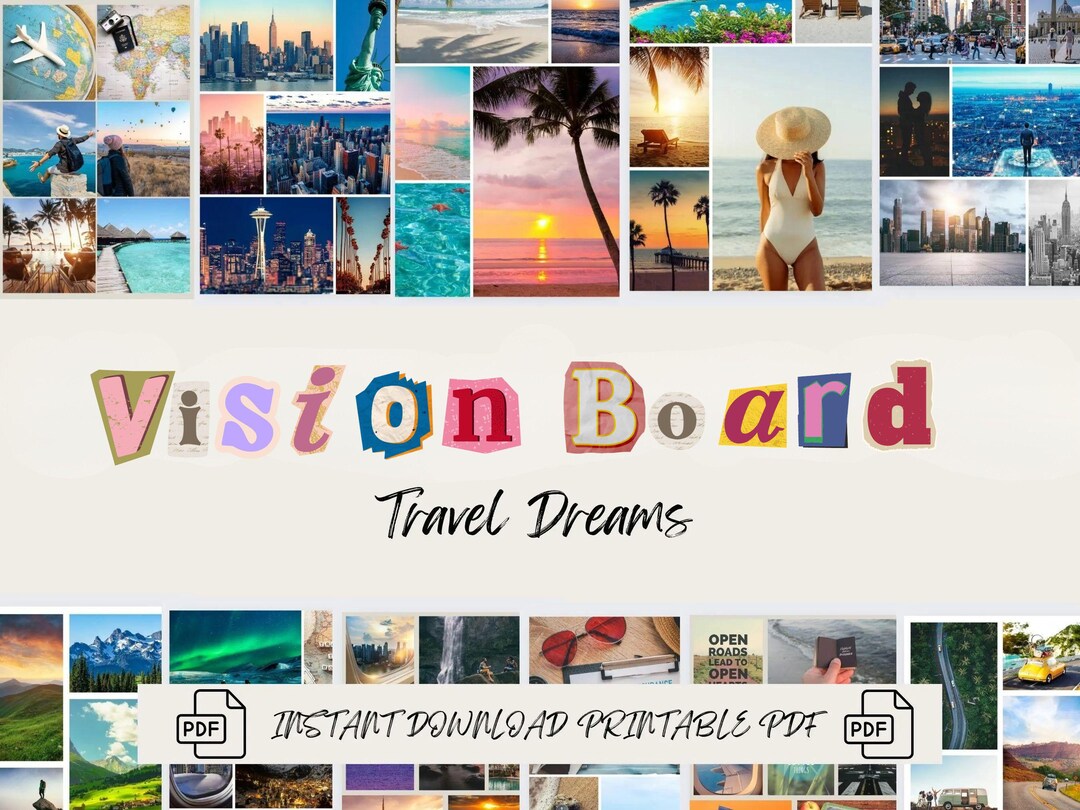 Travel Vision Board Kit: Adventure Inspiration, Printable Photos