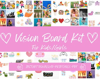 2025 Kids Vision Board Kit for Girls, Vision Board Printable, Vision Board For Kids and Girls, Affirmations Vision Board for Kids, Motivate
